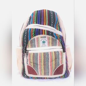Colorful Handmade THC Free Pure Hemp Unisex Bag- Made in NEPAL, ONE SIZE